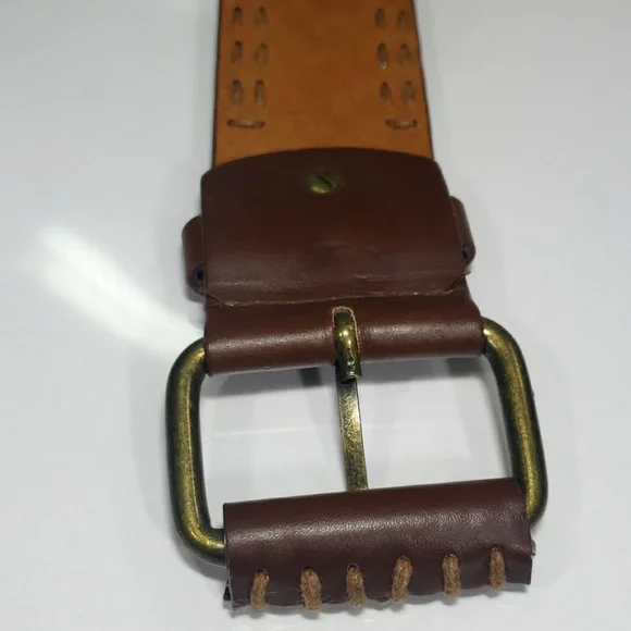 Antique Handmade ,3 Pieces / Elegant Men's Leather Belt &Hand Stitching
